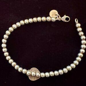 Return to Tiffany Heart Tag Bead Bracelet in Sterling Silver & Rose Gold LARGE